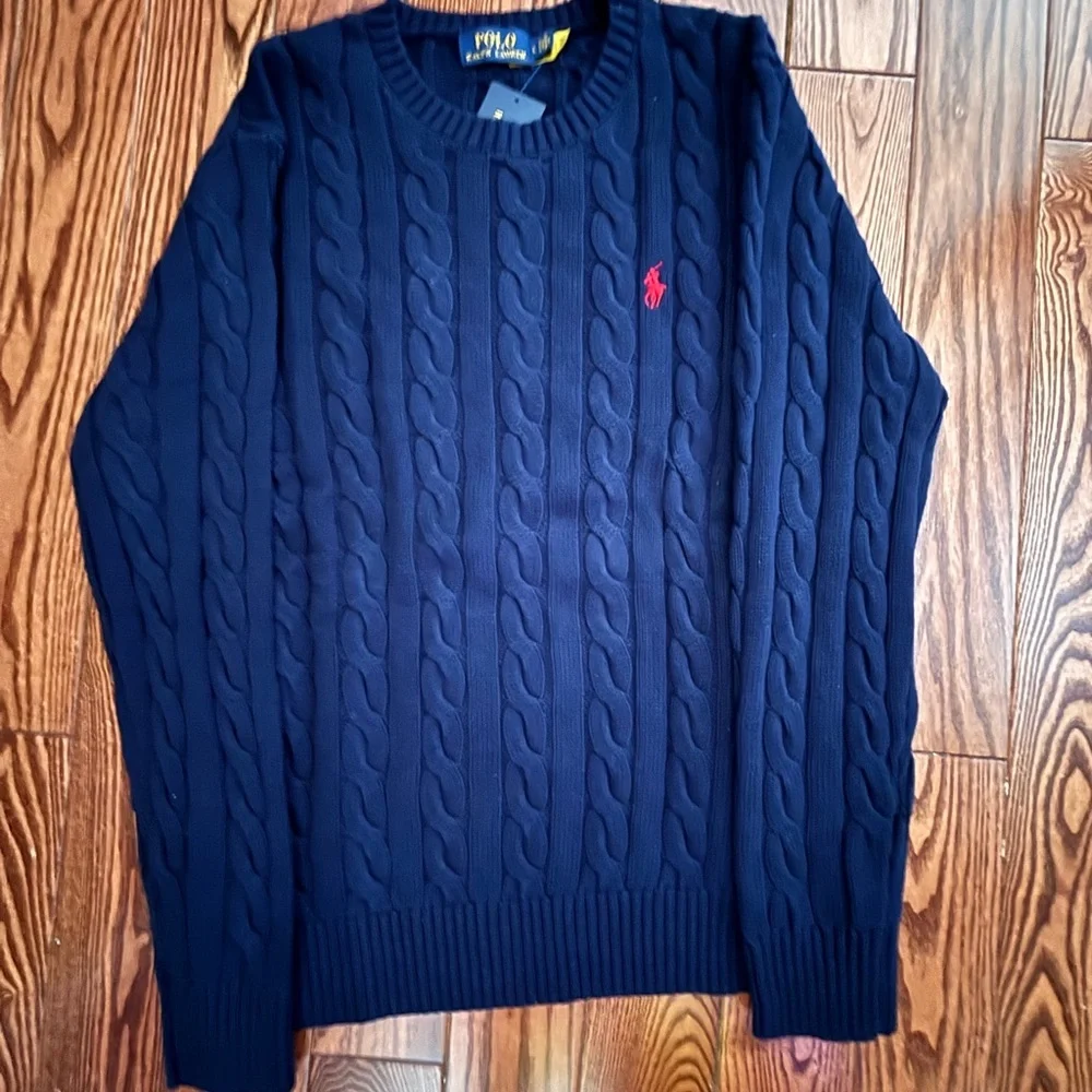 Polo by Ralph Lauren Dark Blue Cable Knit Sweater - Picture 3 of 4